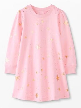 Hanna Andersson Foil Printed stars gold French Terry Dress pink size 12 150